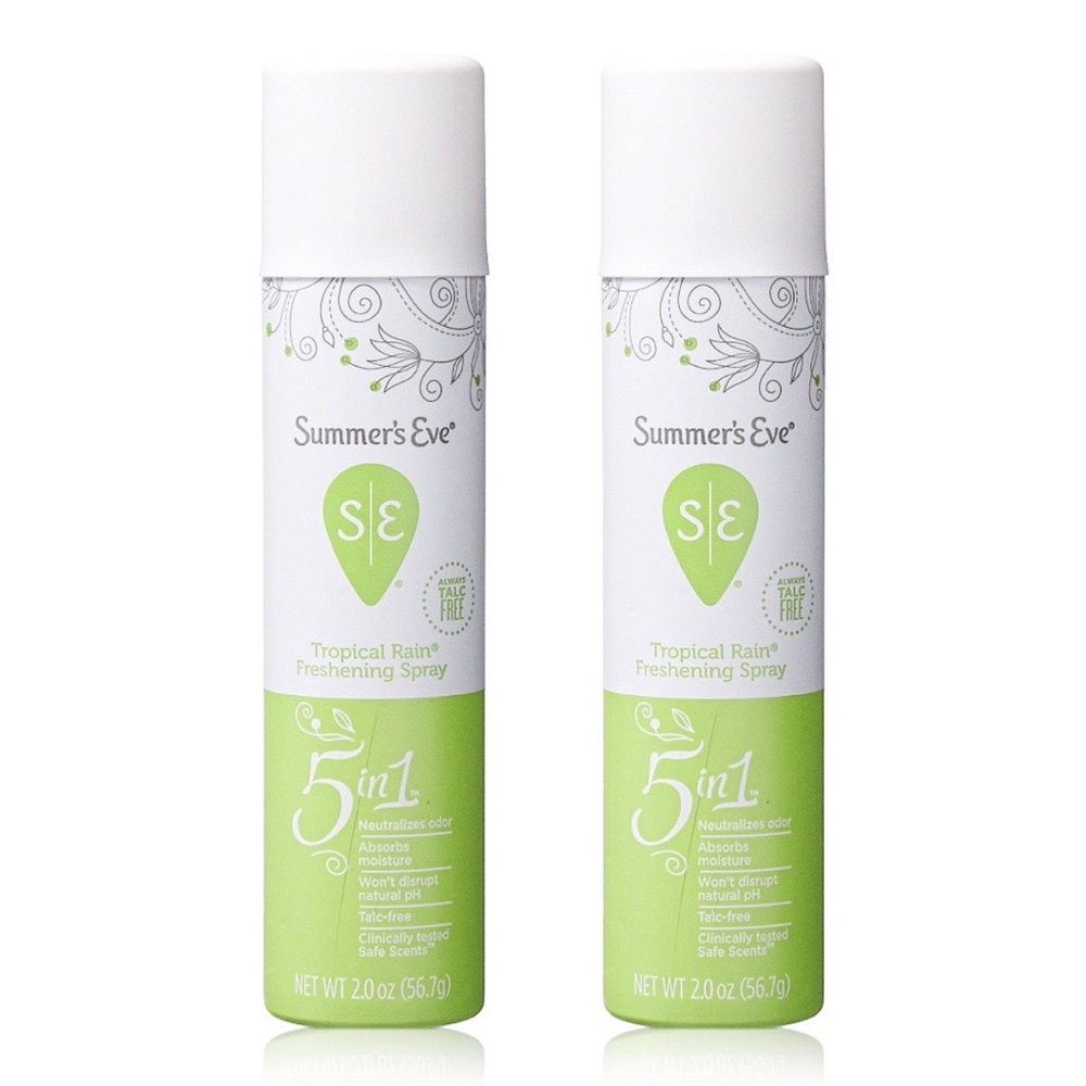 SUMMER'S EVE TROPICAL RAIN FEMININE FRESHENING SPRAY 5-IN-1 X2 - BRAND NEW
